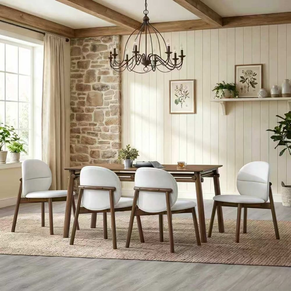 58 in Mid-Century Dining Table Set with Upholstered Chairs, Seats 4 to 6