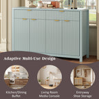 Fluted Sideboard Buffet 55 in, Light Blue, 2 Drawers and 4 Doors - view 8