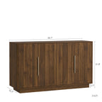 Walnut Fluted Sideboard Buffet 55 in, 4 Paneled Doors, 2 Cabinets - view 7