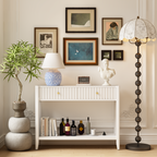 White Entryway Console Table with Drawers and Open Shelf, 39.4 in - view 2
