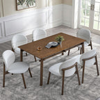 58 in Mid-Century Dining Table Set with Upholstered Chairs, Seats 4 to 6 - Walnut / 2 Dining chairs
