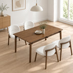 58 in Mid-Century Dining Table Set with Upholstered Chairs, Seats 4 to 6 - Walnut / Seats 6 (Table + 6 Chairs)