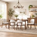 58 in Mid-Century Dining Table Set with Upholstered Chairs, Seats 4 to 6