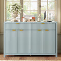 Fluted Sideboard Buffet 55 in, Light Blue, 2 Drawers and 4 Doors