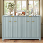 Fluted Sideboard Buffet 55 in, Light Blue, 2 Drawers and 4 Doors