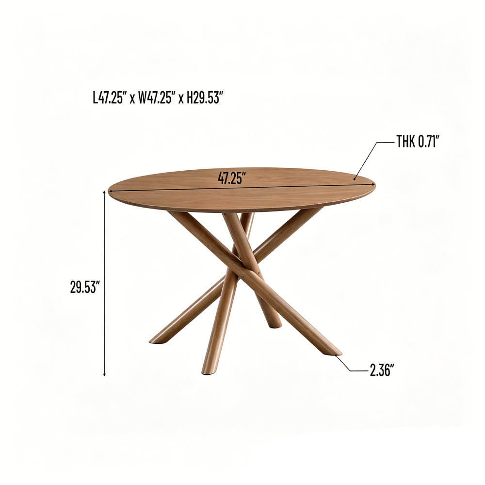 47 in Round Mid-Century Dining Table for 4, Cross Pedestal Base - view 17