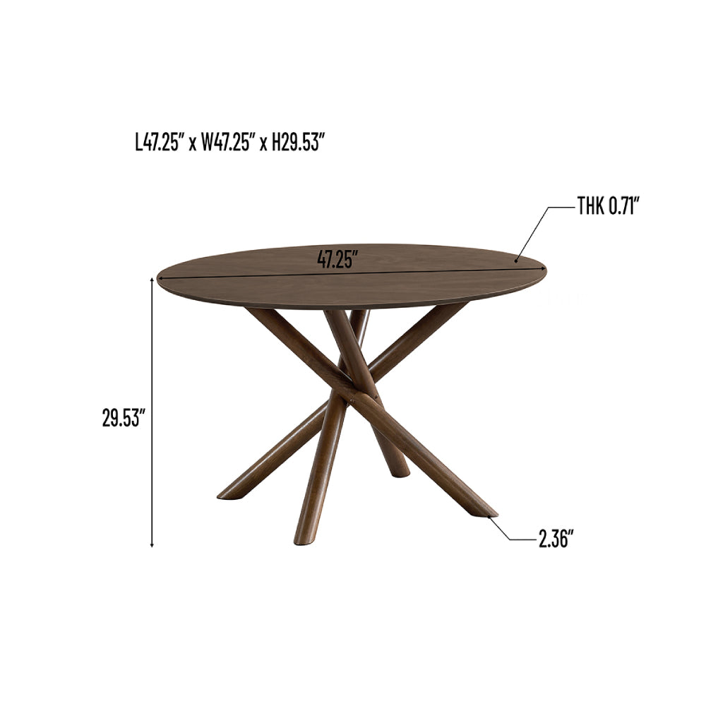 47 in Round Mid-Century Dining Table for 4, Cross Pedestal Base - view 16