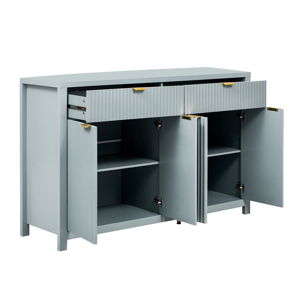 Fluted Sideboard Buffet 55 in, Light Blue, 2 Drawers and 4 Doors - view 14