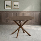 47 in Round Mid-Century Dining Table for 4, Cross Pedestal Base - Oak