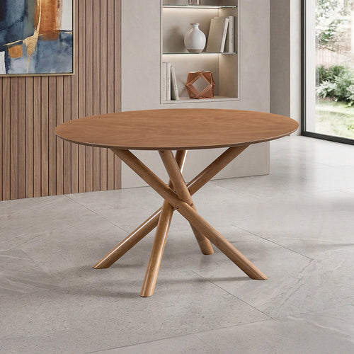 47 in Round Mid-Century Dining Table for 4, Cross Pedestal Base
