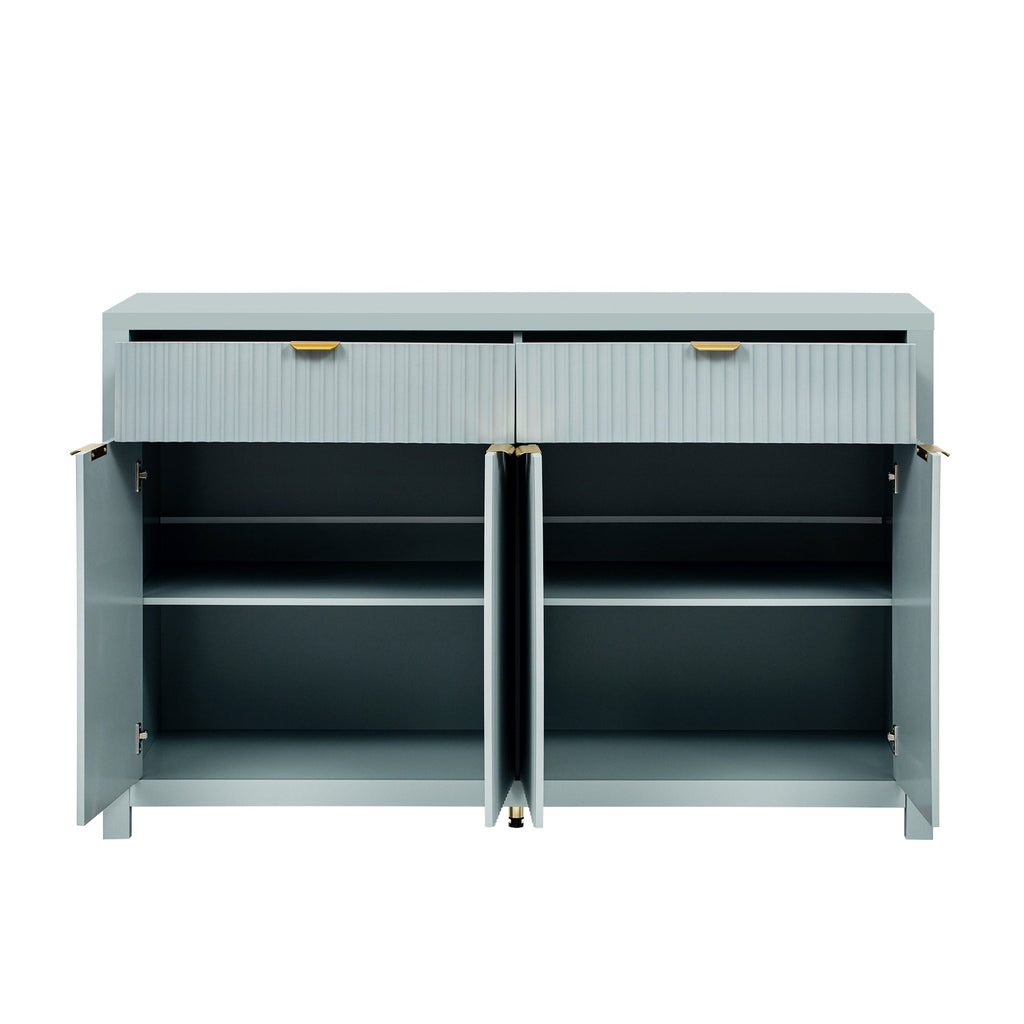 Fluted Sideboard Buffet 55 in, Light Blue, 2 Drawers and 4 Doors - view 12