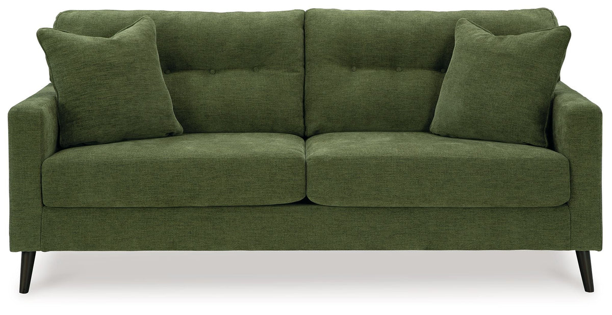Mid-Century Modern Sofa with Tapered Accent Legs, Blue or Green - Green