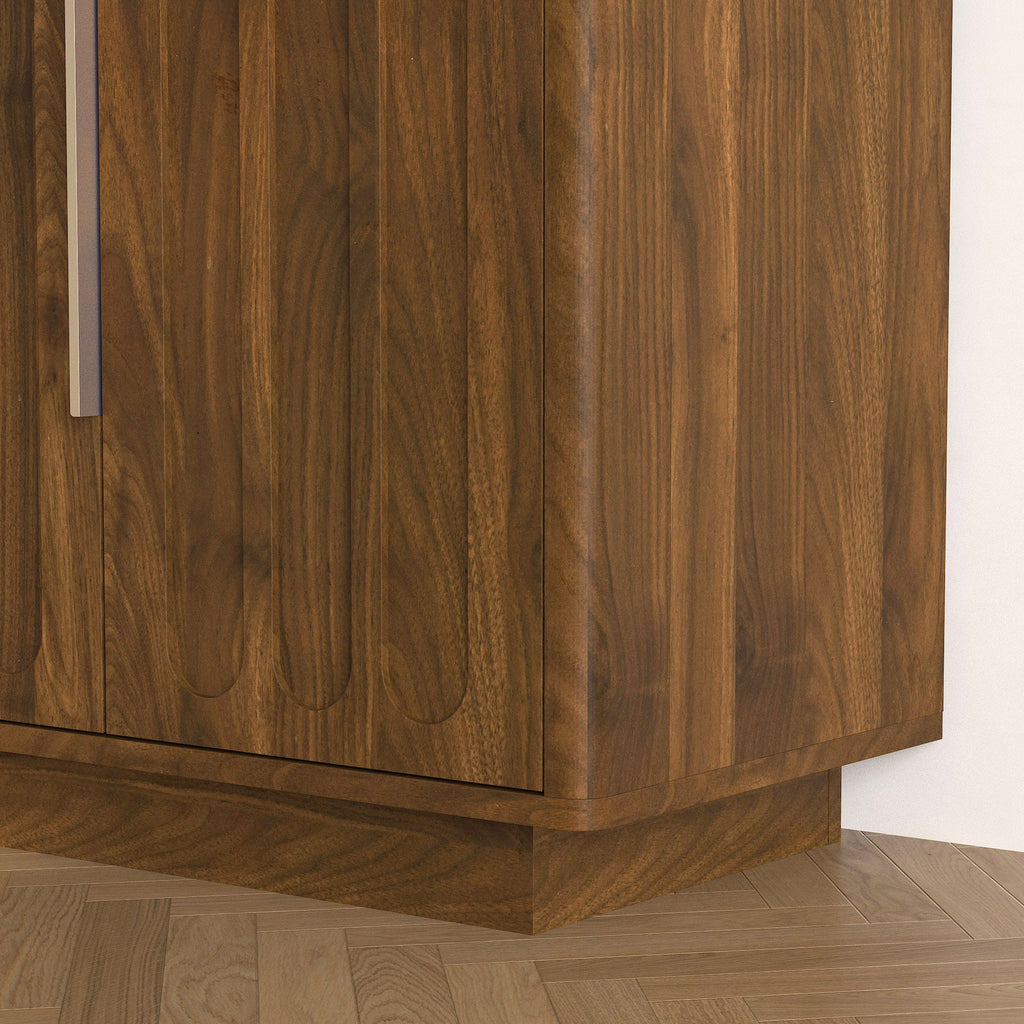 Walnut Fluted Sideboard Buffet 55 in, 4 Paneled Doors, 2 Cabinets - view 4