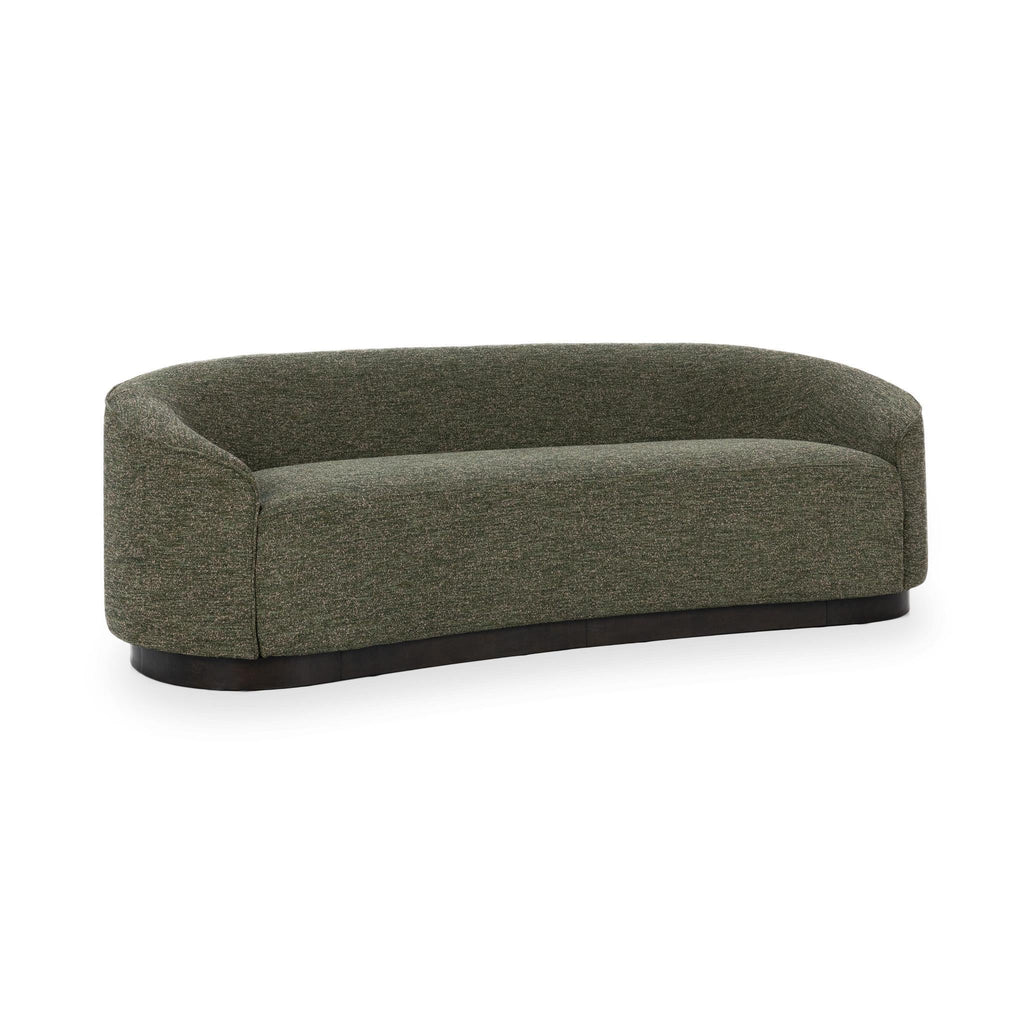 Curved Modern Sofa with Solid Wood Base, Oatmeal or Antique Green - Antique Green