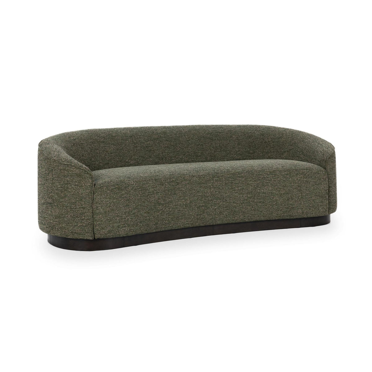 Curved Modern Sofa with Solid Wood Base, Oatmeal or Antique Green - Antique Green
