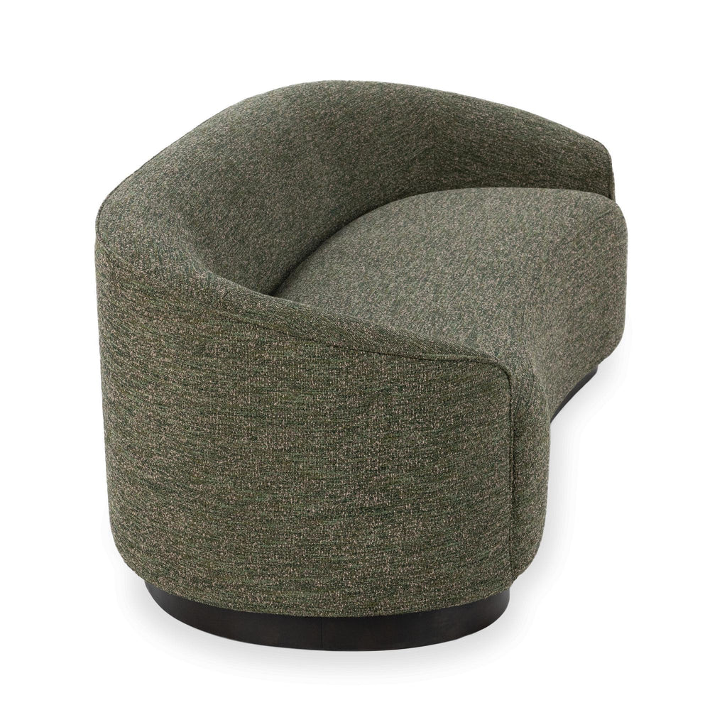 Curved Modern Sofa with Solid Wood Base, Oatmeal or Antique Green - view 10