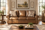Traditional Roll-Arm Sofa with Nailhead Trim and Toss Pillow, Dark Brown or Dark Gray - view 5