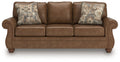 Traditional Roll-Arm Sofa with Nailhead Trim and Toss Pillow, Dark Brown or Dark Gray