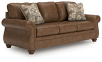 Traditional Roll-Arm Sofa with Nailhead Trim and Toss Pillow, Dark Brown or Dark Gray - view 4