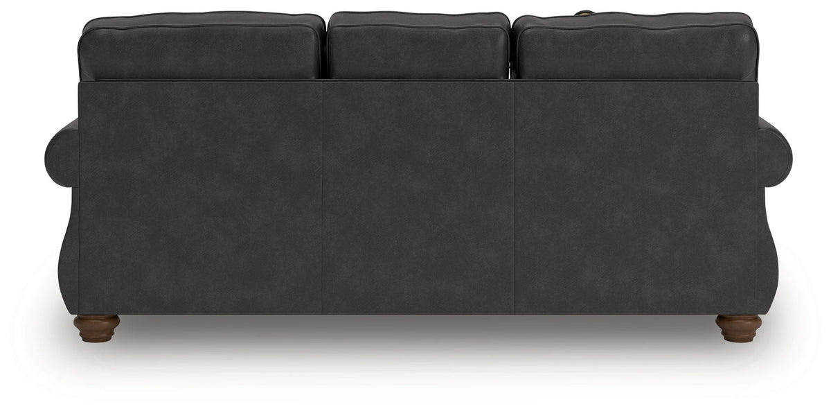 Traditional Roll-Arm Sofa with Nailhead Trim and Toss Pillow, Dark Brown or Dark Gray - view 12
