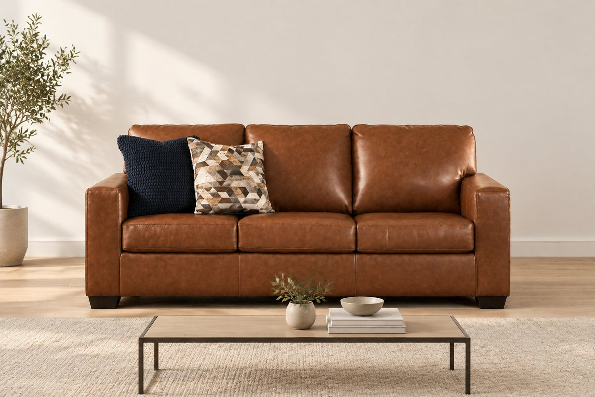 Contemporary Two-Tone Sofa with Clean Lines, Light Brown or Blue - view 11