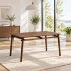 58 in Mid-Century Modern Dining Table for 4 to 6, Walnut or Oak