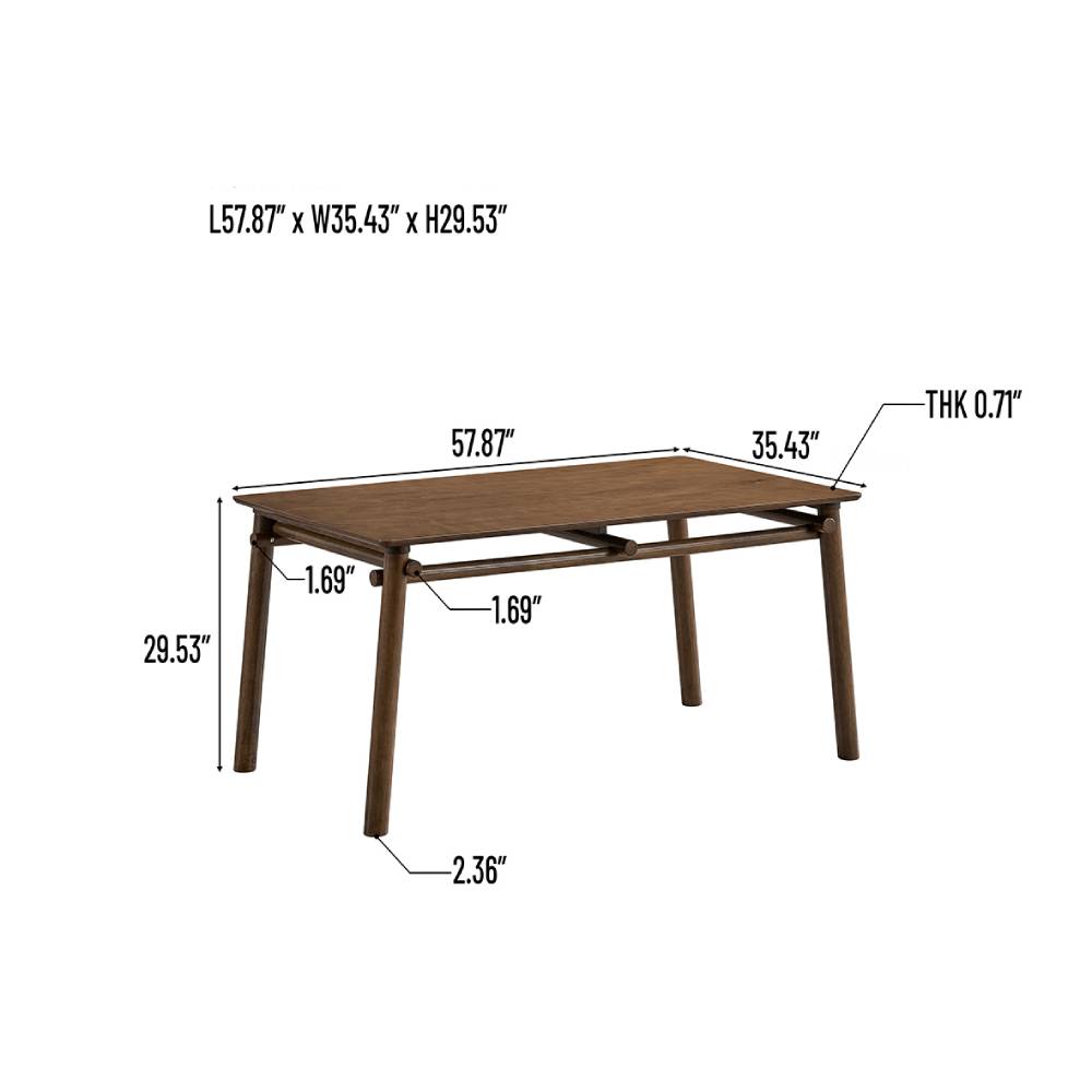 58 in Mid-Century Modern Dining Table for 4 to 6, Walnut or Oak - view 16