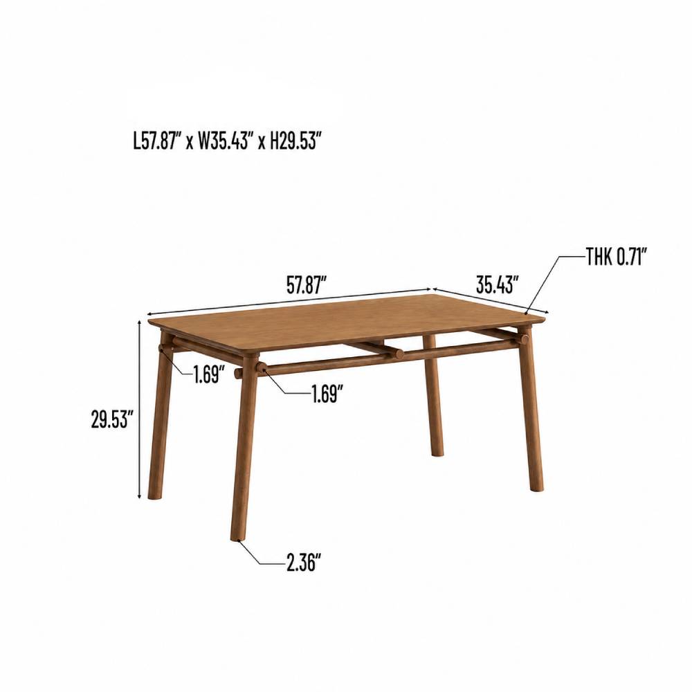 58 in Mid-Century Modern Dining Table for 4 to 6, Walnut or Oak - view 17