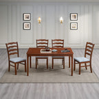 Solid Wood Dining Table and Ladder-Back Chairs, Seats 4 or 6