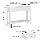 White Entryway Console Table with Drawers and Open Shelf, 39.4 in - view 22