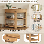 Natural Fluted Entryway Console Table with Drawer and Two Shelves, 37 in - view 4