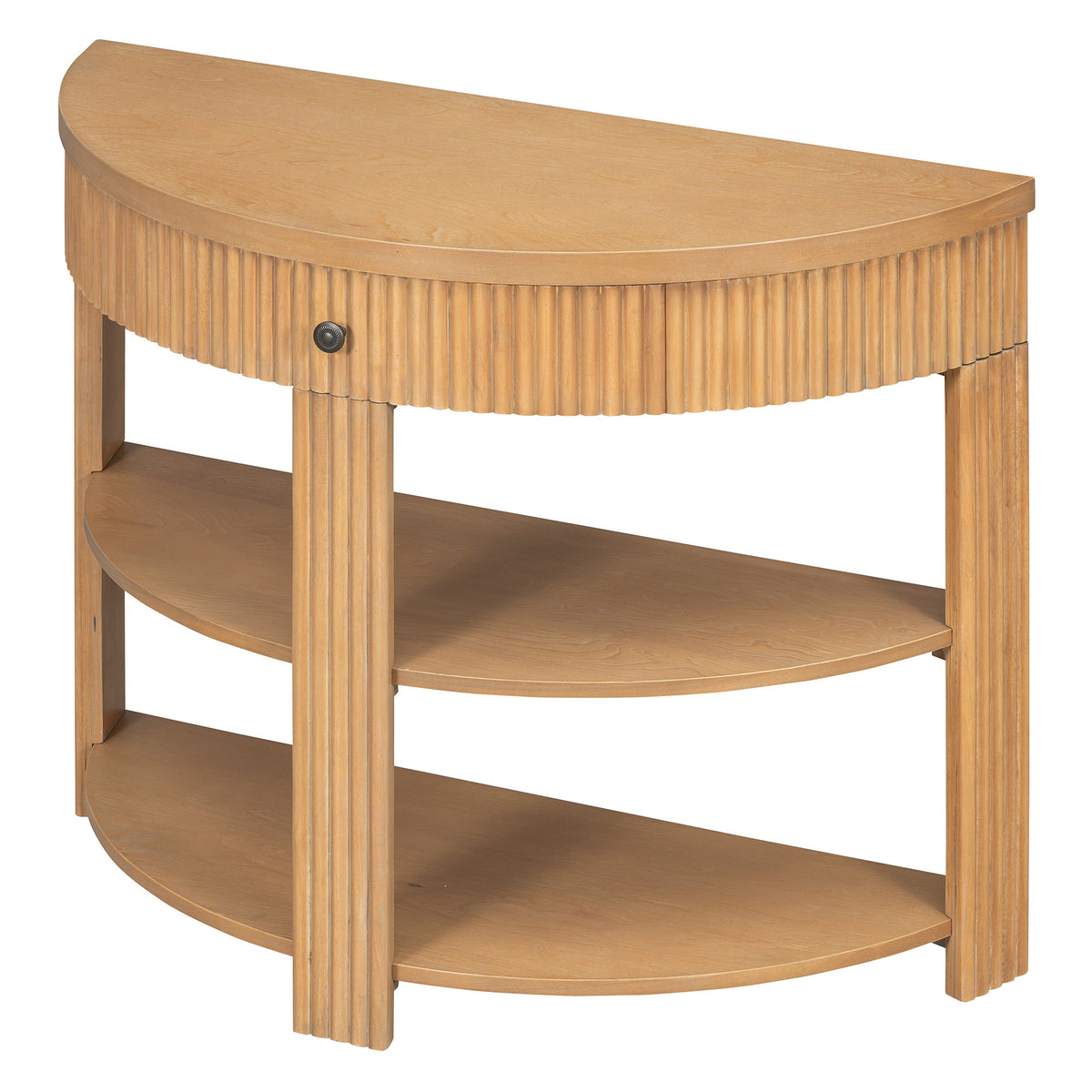 Natural Fluted Entryway Console Table with Drawer and Two Shelves, 37 in - view 13