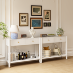 White Entryway Console Table with Drawers and Open Shelf, 39.4 in - view 3