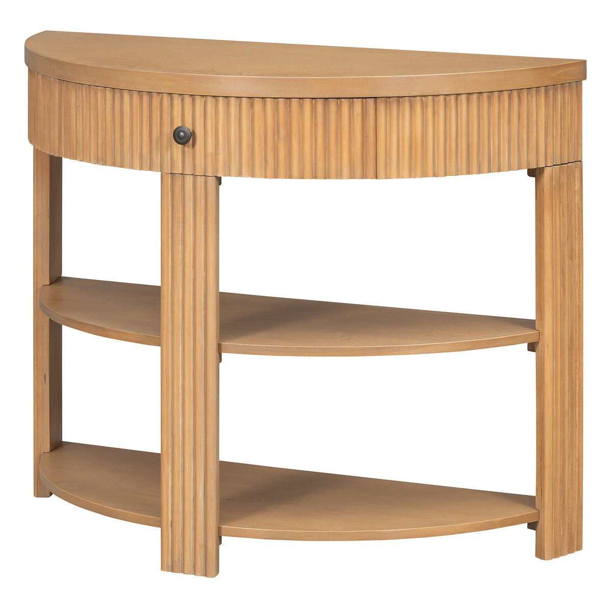 Natural Fluted Entryway Console Table with Drawer and Two Shelves, 37 in - view 10
